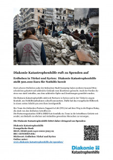 Diakonie Katastrophenhilfe Erdbeben Türkei und Syrien